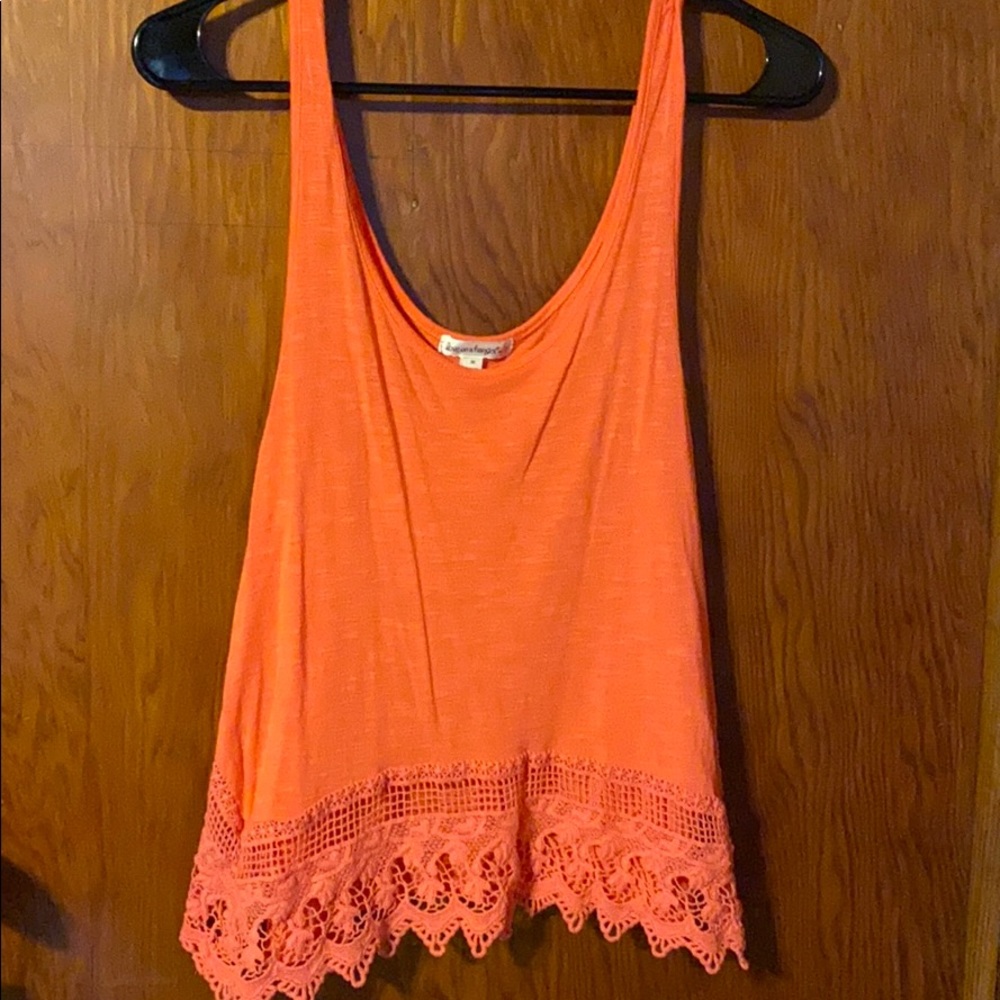 Coral Cropped Lace Flowy Tank